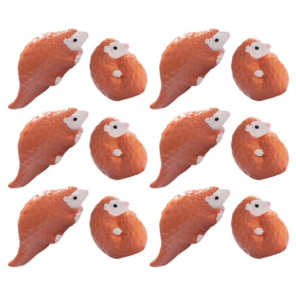 12-Piece Brown Charcuterie Pangolin Ornaments Set, 5x2x1 cm Decorative Animal Figurines for Home and Party