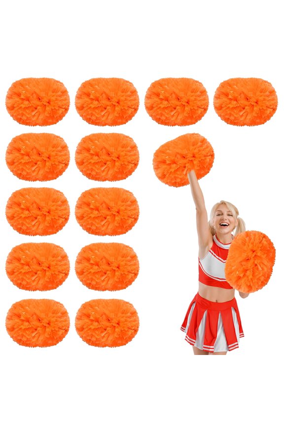 12 Pcs Cheerleading Pom Poms,14.57inch with Handle Style Cheerleading Handheld Squad Pompoms for Sports Team Cheer Spirit