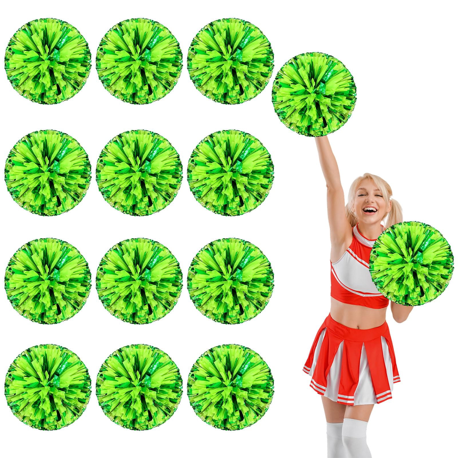 12 Pcs Cheerleading poms,13.7inch pom poms Cheerleading with Finger Holes Cheer Pom Pomsfor Dance, Matches, Team Spirit Sports