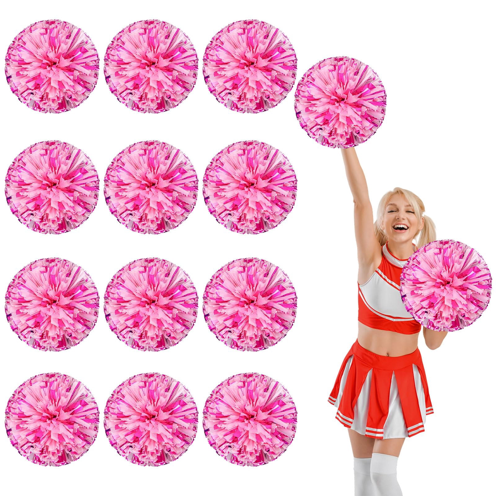12 Pcs Cheerleading poms,13.7inch pom poms Cheerleading with Finger Holes Cheer Pom Pomsfor Dance, Matches, Team Spirit Sports