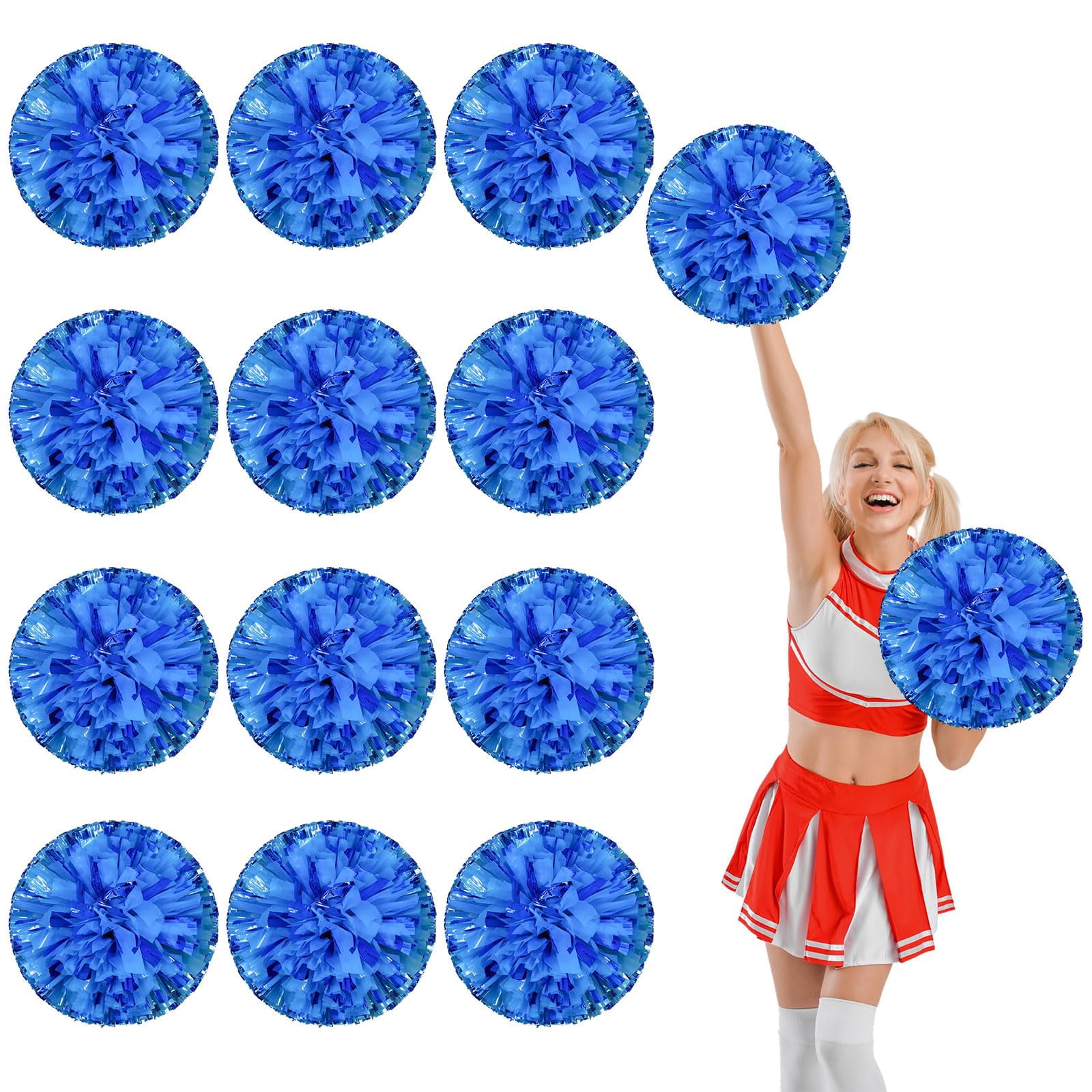 12 Pcs Cheerleading poms,13.7inch pom poms Cheerleading with Finger Holes Cheer Pom Pomsfor Dance, Matches, Team Spirit Sports
