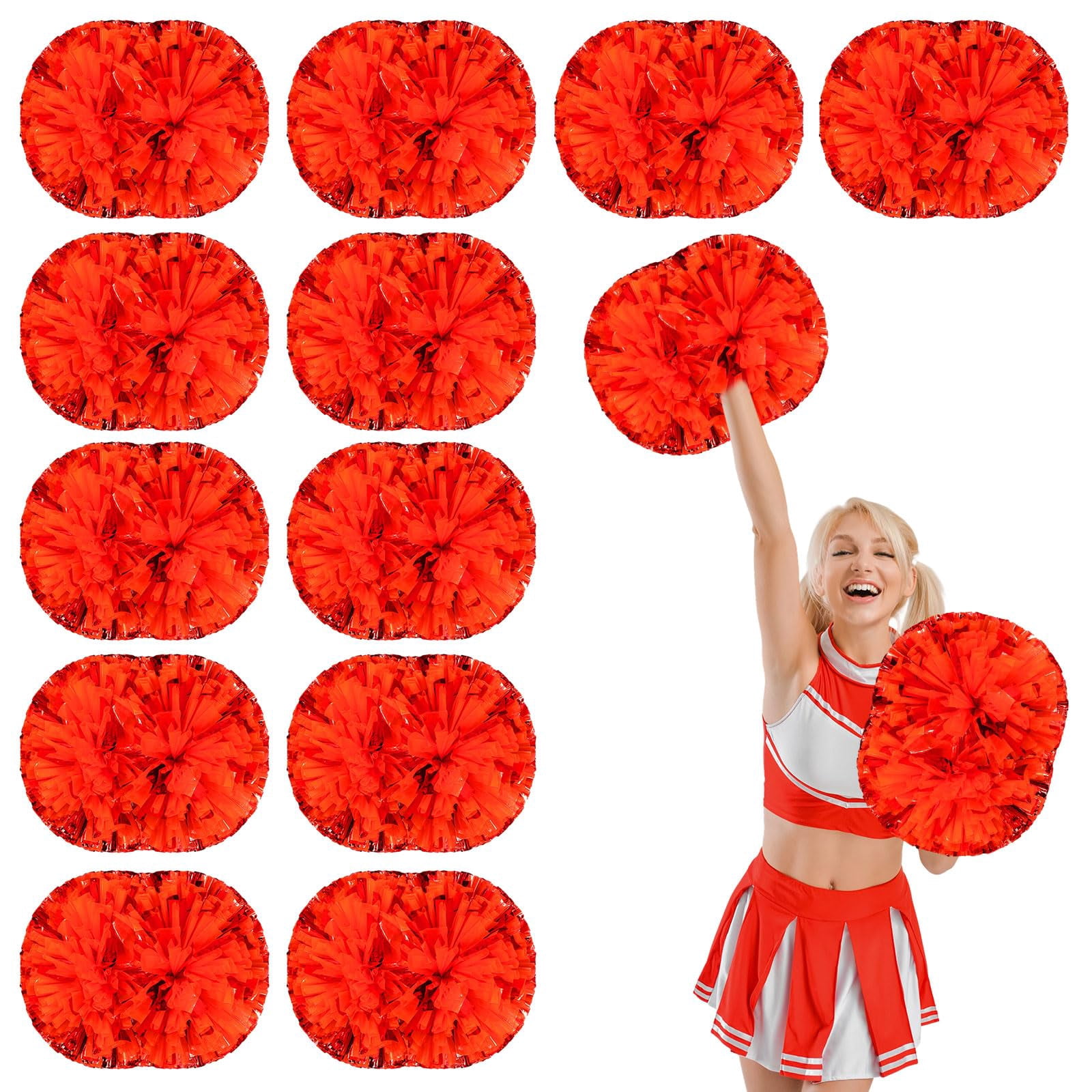 12 Pcs Cheerleading poms,14.57inch pom poms Cheerleading with Handle Style Cheer Pom Pomsfor Dance, Matches, Team Spirit Sports