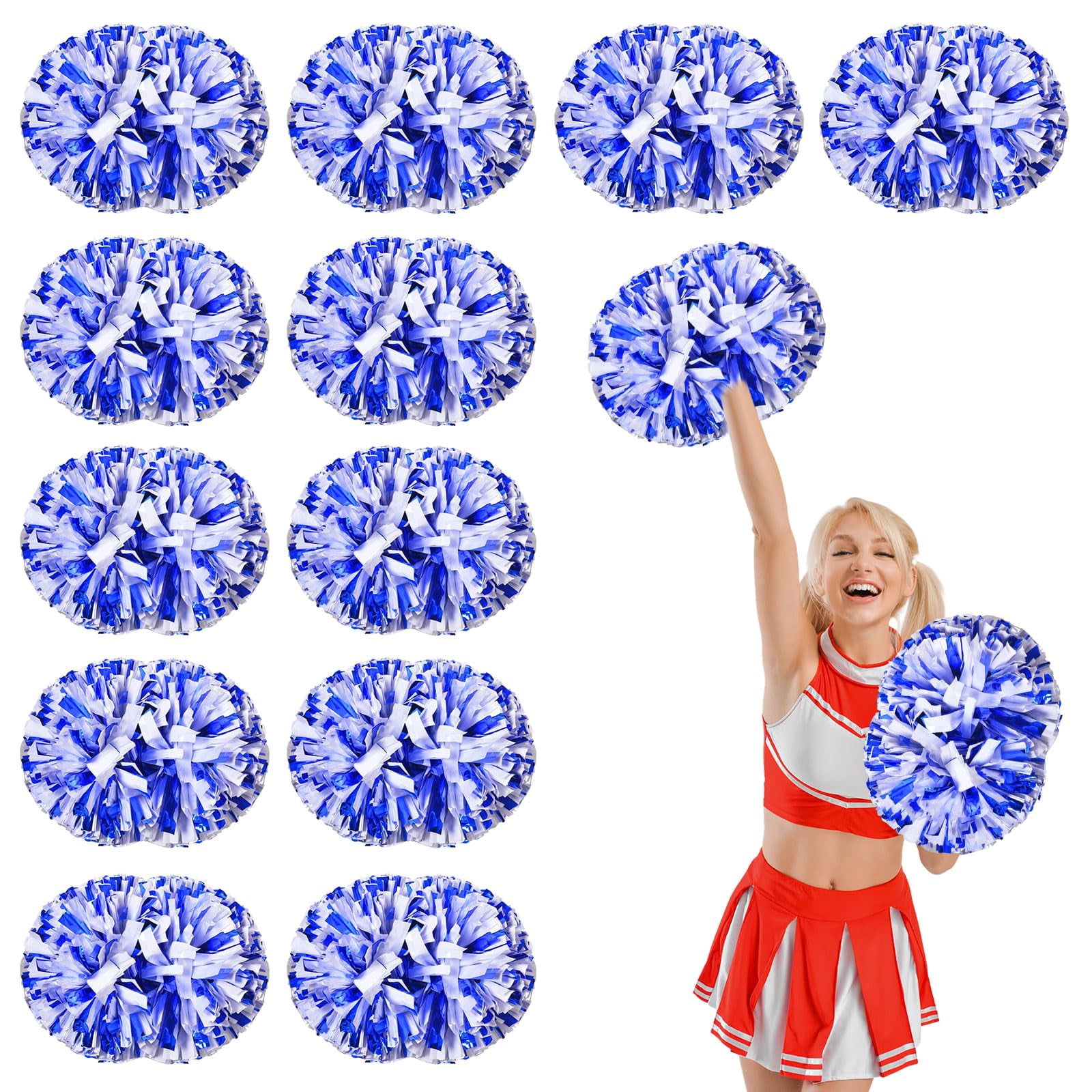 12 Pcs Cheerleading poms,14.57inch pom poms Cheerleading with Handle Style Cheer Pom Pomsfor Dance, Matches, Team Spirit Sports