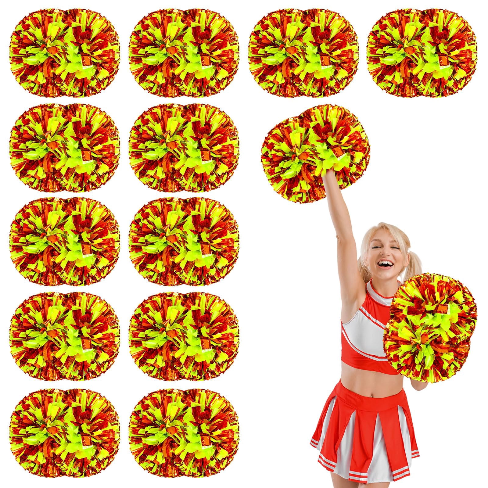 12 Pcs Cheerleading poms,14.57inch pom poms Cheerleading with Handle Style Cheer Pom Pomsfor Dance, Matches, Team Spirit Sports