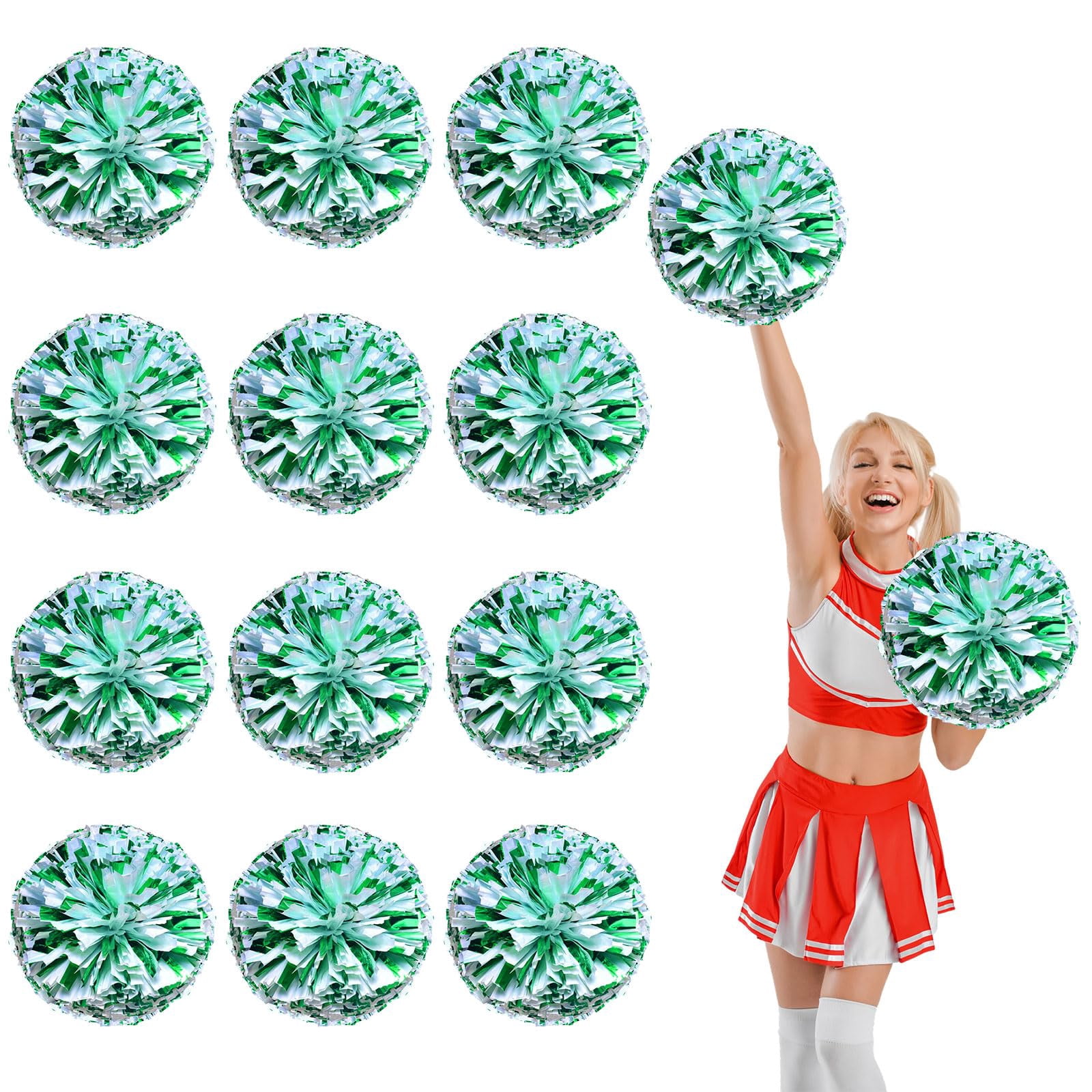 12 Pcs Cheerleading poms,pom poms Cheerleading with Four Finger Payment Cheer Pom Pomsfor Dance, Matches, Team Spirit Sports