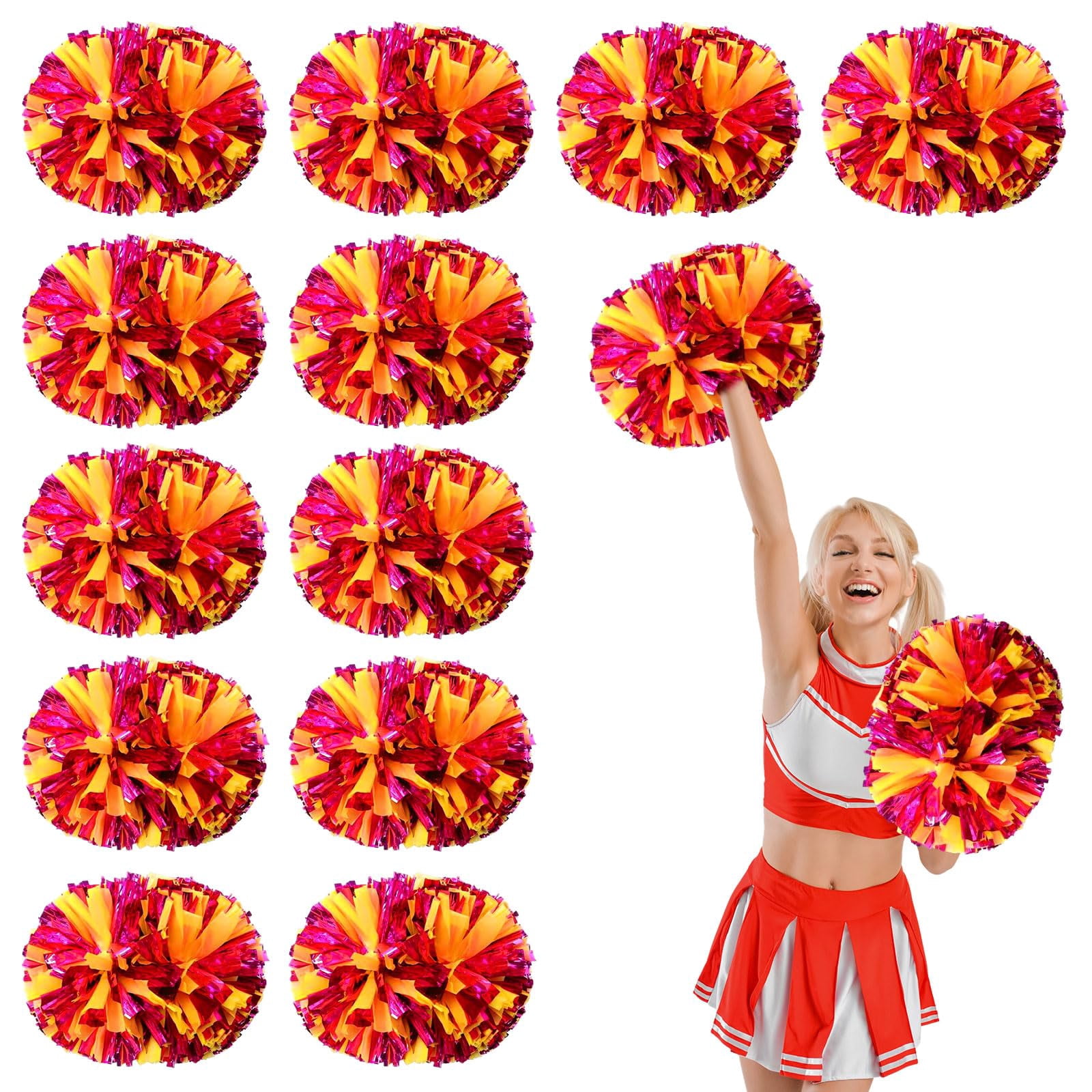 12 Pcs Cheerleading poms,pom poms Cheerleading with Handle Style Cheer Pom Pomsfor Dance, Matches, Team Spirit Sports