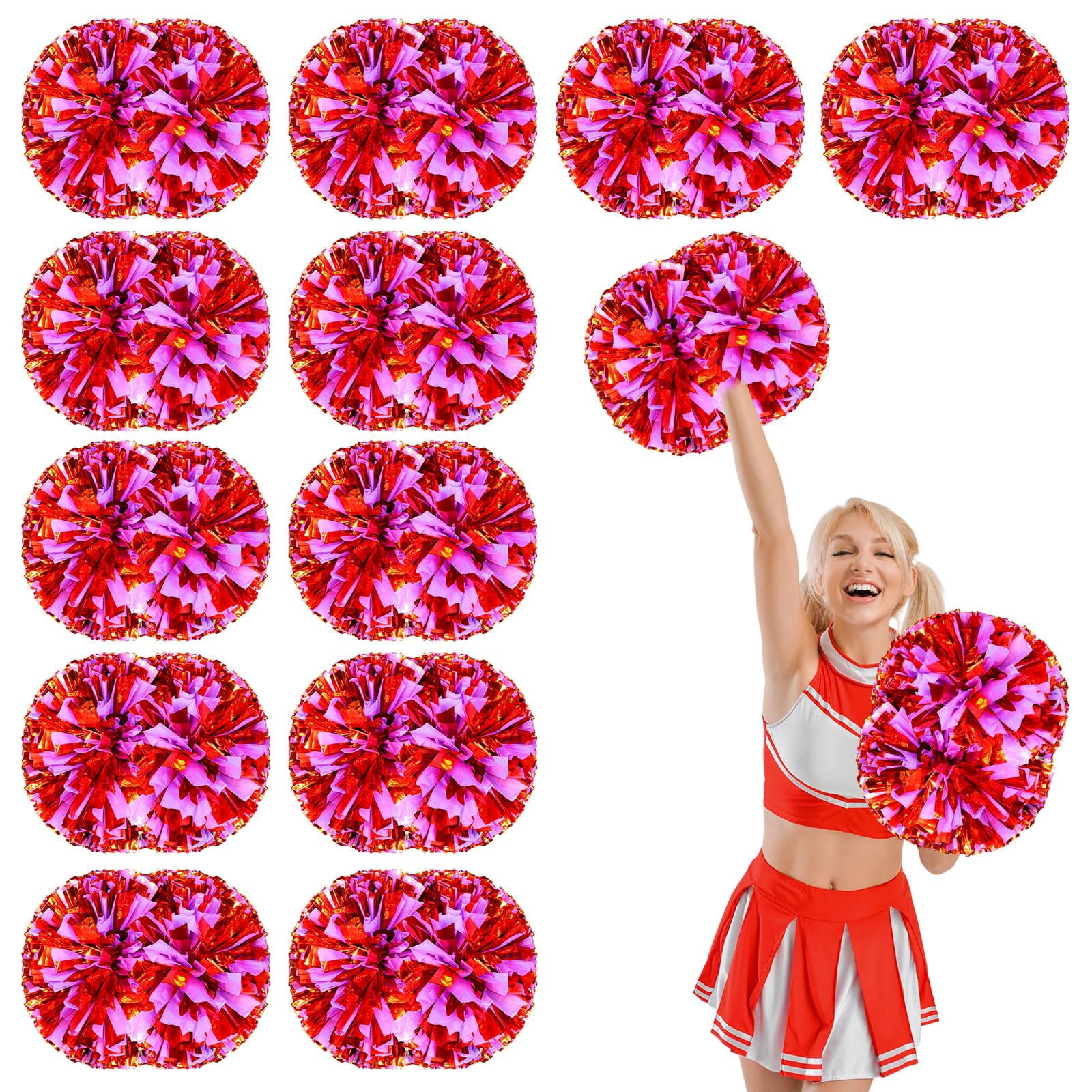 12 Pcs Cheerleading poms,pom poms Cheerleading with Handle Style Cheer Pom Pomsfor Dance, Matches, Team Spirit Sports