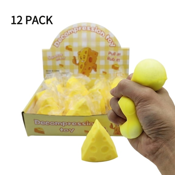 12 Pcs Cheese Squishy Fidget Toys Stress Balls Stretchy Squeeze for Kids Adults Sensory Fidget Toys Stress Relief Gifts Party Favors Easter Basket Stuffers Autism Sensory Toys Autistic Children ADHD
