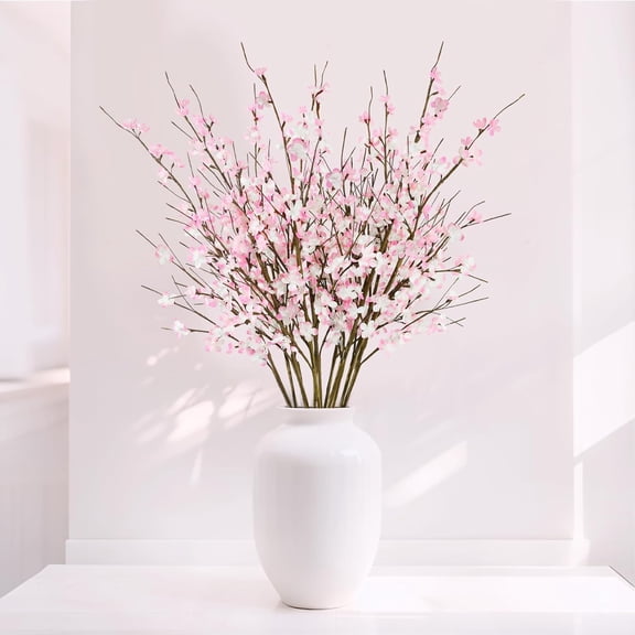 12 Pcs Cherry Branches 39 Inch Pink Artificial Flowers for Vase Home Wedding Decor