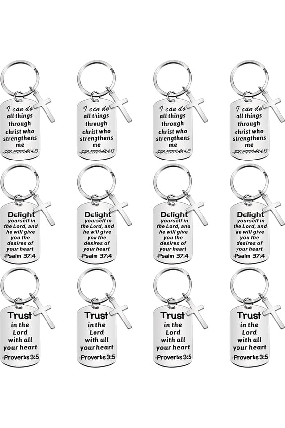 12 Pcs Christian Keychain Gifts Bible Verse Keychain Religious Cross Baptism Gift for Women Men Faith Inspirational Keychain