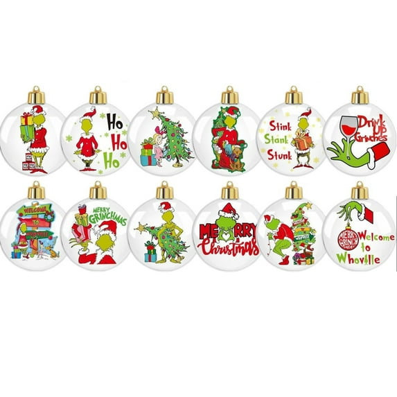 12 Pcs Christmas 2D Acrylic Flat Hanging Ornaments, Whimsical And Funny Cartoon Design Home Holiday Decoration For Chritmas Tree Pendants