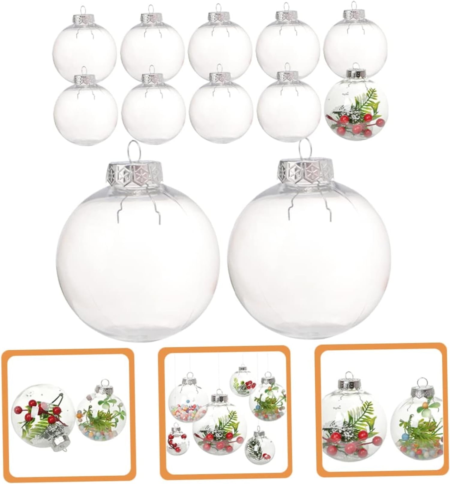 12 Pcs Christmas Ball Ornaments,3.15'' Round Clear Plastic Fillable Bulb DIY Decor Balls,Shatterproof Hanging Ornaments Balls for Craft Xmas Tree Holiday,Wedding,Birthday,Christmas Wreath Decoration