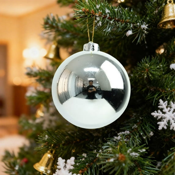 12 Pcs Christmas Ball Ornaments Large 4.7'' Christmas Ornaments Xmas Shatterproof Tree Decorations Extra Large Outdoor Hanging Plastic Balls Silver