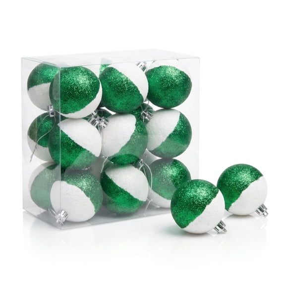 12 Pcs Christmas Ball Ornaments Sequin Christmas Tree Decorations Hanging SnowBall for Xmas Tree Decor
