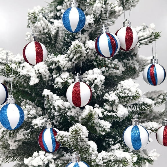 12 Pcs Christmas Ball Ornaments Set, 12 Red, Blue and White Balls, 2 Inch Hanging Bulbs for Christmas Tree Decorations, Holiday Party, Table Centerpiece and Home Decor
