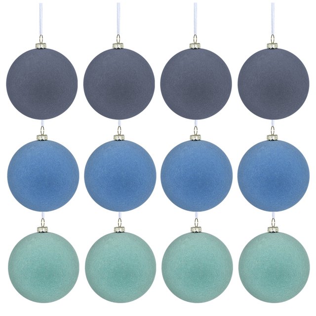 12 Pcs Christmas Ball Ornaments Set Plush Balls Hanging Tree Decor