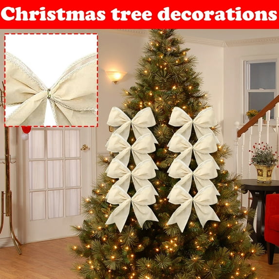 12 Pcs Christmas Bows Rustic Wreath Gift Bows Vintage Xmas Velvet Ribbon Decoration for Xmas Tree Garland DIY Wrapping Decorative Brown 6 In