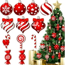 12 Pcs Christmas Candy Hanging Ornaments Wood Christmas Peppermint Lollipop Candy Cane Decorations Red White Tree Ornaments with Rope for Xmas Tree DIY Craft Party Favors