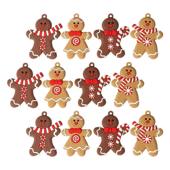 MOKKHNB gingerbread man decorations for christmas tree PVC Hanging Friends Home Decoration 12pcs
