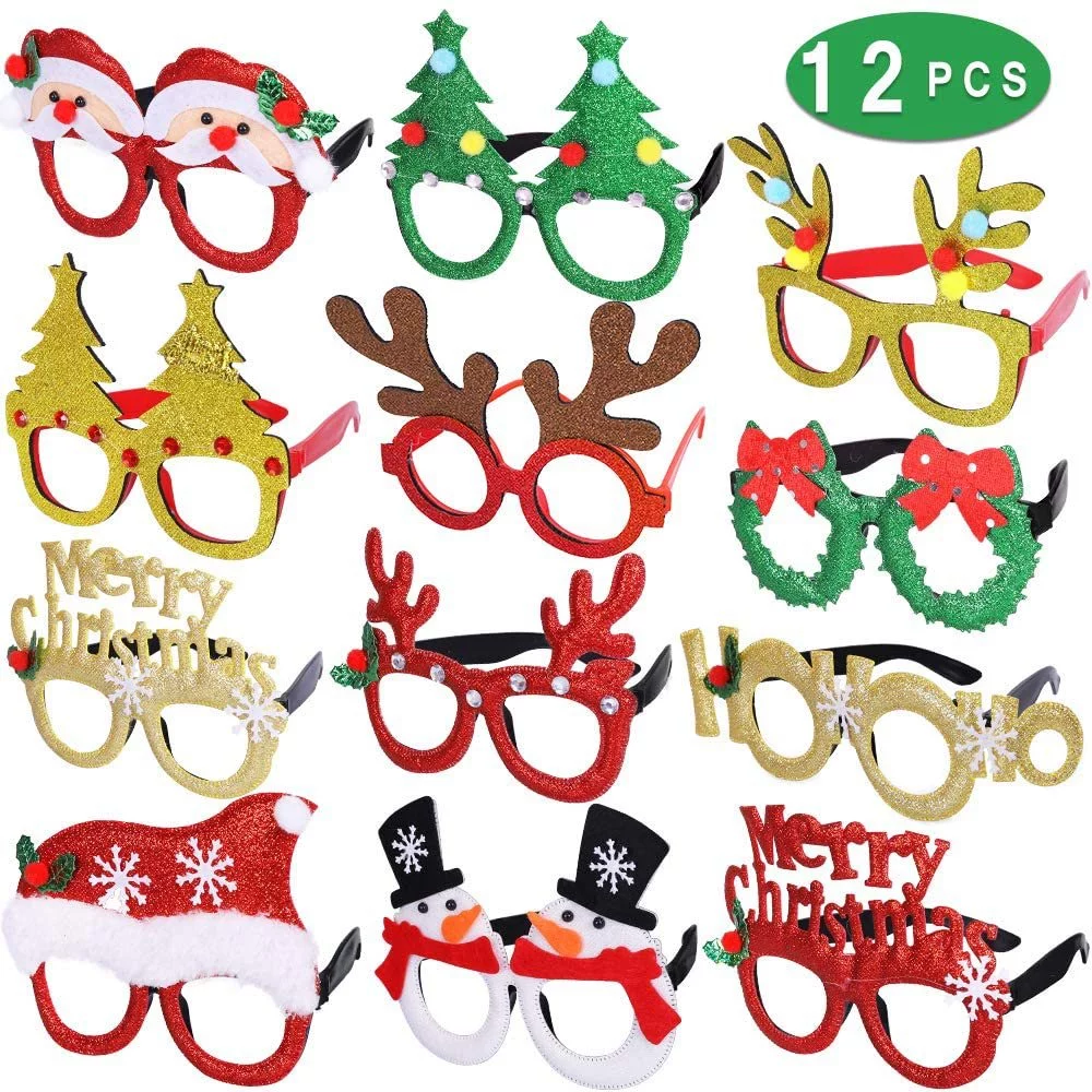 12 Pcs Christmas Glasses Glitter Party Glasses Frames Christmas
