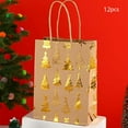 thumbnail image 1 of 12 Pcs Christmas Kraft Paper Bag Bronzing Gift Bags Golden Foil Gift Treat Goodie Bag with Handle for Holiday New Year Party Packaging Decor, 1 of 6