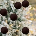 thumbnail image 1 of 12 Pcs Christmas Ornaments Set, Brown Foam-Core Velvet-Flocked Swirl Plastic Christmas Ball Ornament Set Soft Textured Shatterproof Hanging Baubles, Festive Winter Gift Decor, 2 in, 1 of 3