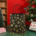 thumbnail image 1 of 12 Pcs Christmas Party Favors Bags Black and Gold Christmas Goodie Gift Paper Bags with Handles Xmas Tree Reindeer Snowflake Candy Treat Pouch for Xmas Party Decoration Holiday Supplies, 1 of 6