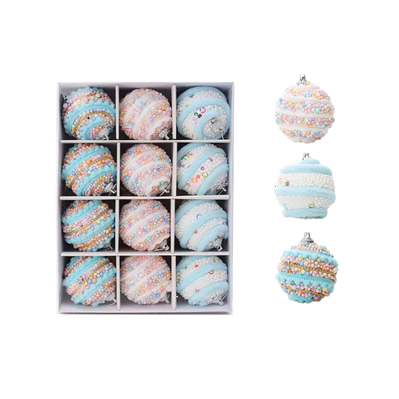 12 Pcs Christmas Pastel Candy Ball Ornaments for Christmas Tree Candy Macaron Shatterproof Foam Balls Hanging Decoration for Xmas Tree Crafts Indoor Wreath Gifts Party Supplies