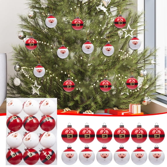 12 Pcs Christmas Plastic Ball Ornaments Christmas Decorations, Beautiful Cute Decorative Christmas Balls for Christmas Tree Decoration 2.36 Inch Multicolor