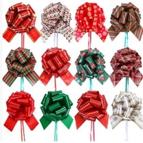 12 Pcs Christmas Pull Bows for Gift Wrapping Large Ribbon Crafts Bows for Present Wrapping for Bottles Gift Baskets, Wedding, Valentine