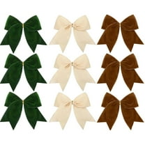 12 Pcs Christmas Velvet Bows 6 Inch Rustic Wreath Gift Bows Vintage Xmas Velvet Ribbon Bow Ornaments for Christmas Farmhouse Tree Garland DIY Craft Wrapping Decorative