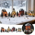 thumbnail image 1 of 12 Pcs Christmas Village Sets with LED Lighted Houses and Figurines, Resin Winter Village Display for Xmas Town Scene Desktop Table Indoor Room Decor, 1 of 9