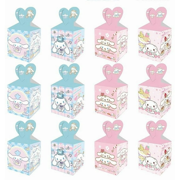 12 Pcs Cinnamoroll Party Candy Boxes for Anime Theme Birthday Party Supplies Decor,Girls Kids Birthday Game Party Kraft Paper Gift Bag Decoration