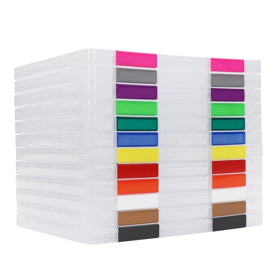 Shangmakel 12 Pcs Clear A4 File Portable Project Case,Plastic Storage Box for 9" x 12" Letter Paper,Scrapbook Paper Storage Boxes,Documents Magazines Holder for Organizing A4 Paper, Photo, Document