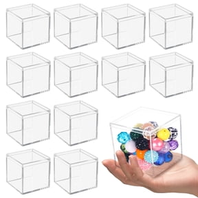 12 Pcs Clear Acrylic Boxes, Small Clear Boxes with Lids, 333" Plastic Square Cube, Square Display Box, Clear Container Boxes for Candy Pill Earring Jewelry Tiny Beads