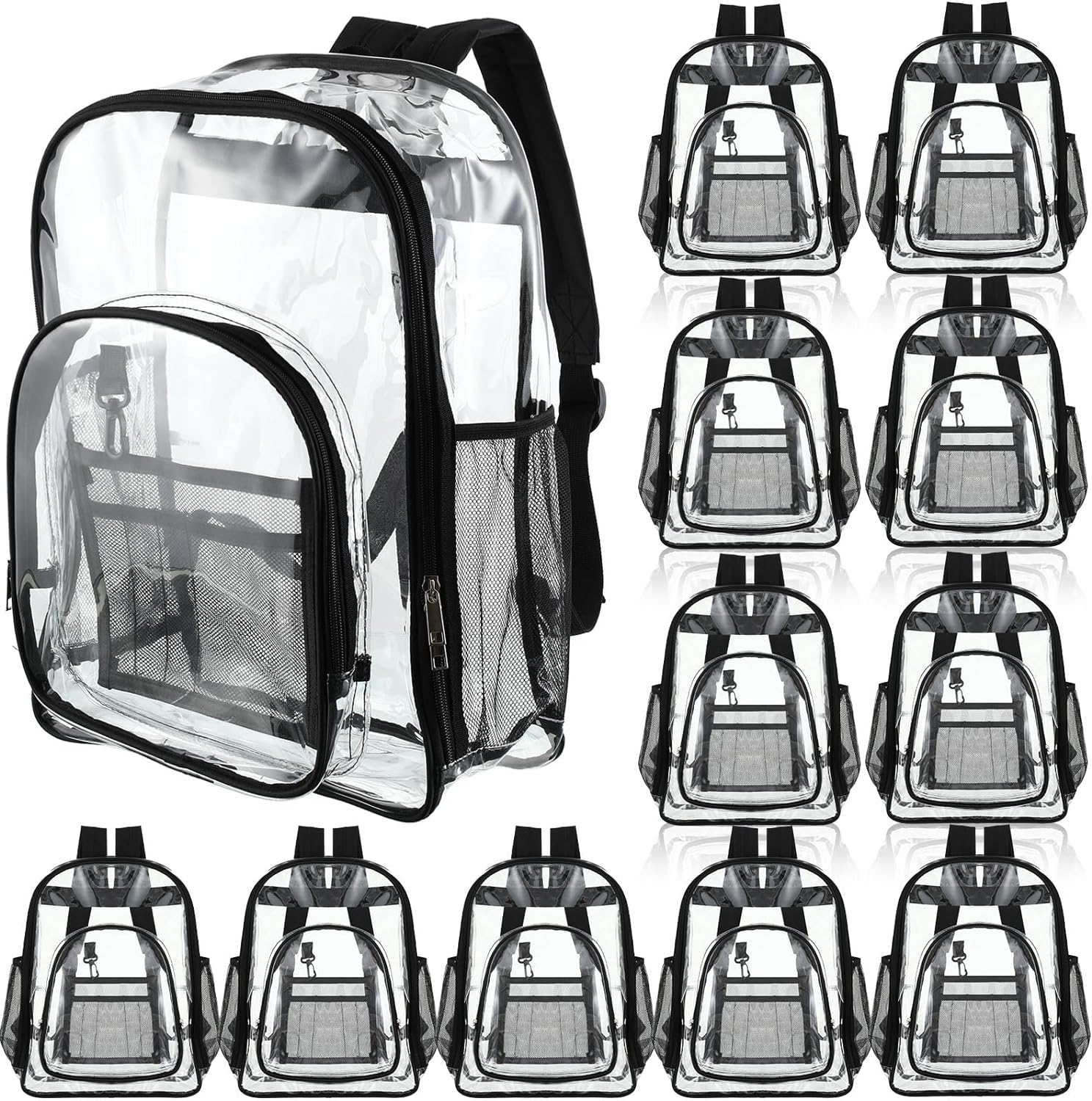 12 Pcs Clear Backpack Bulk Heavy Duty Stadium Approved Transparent