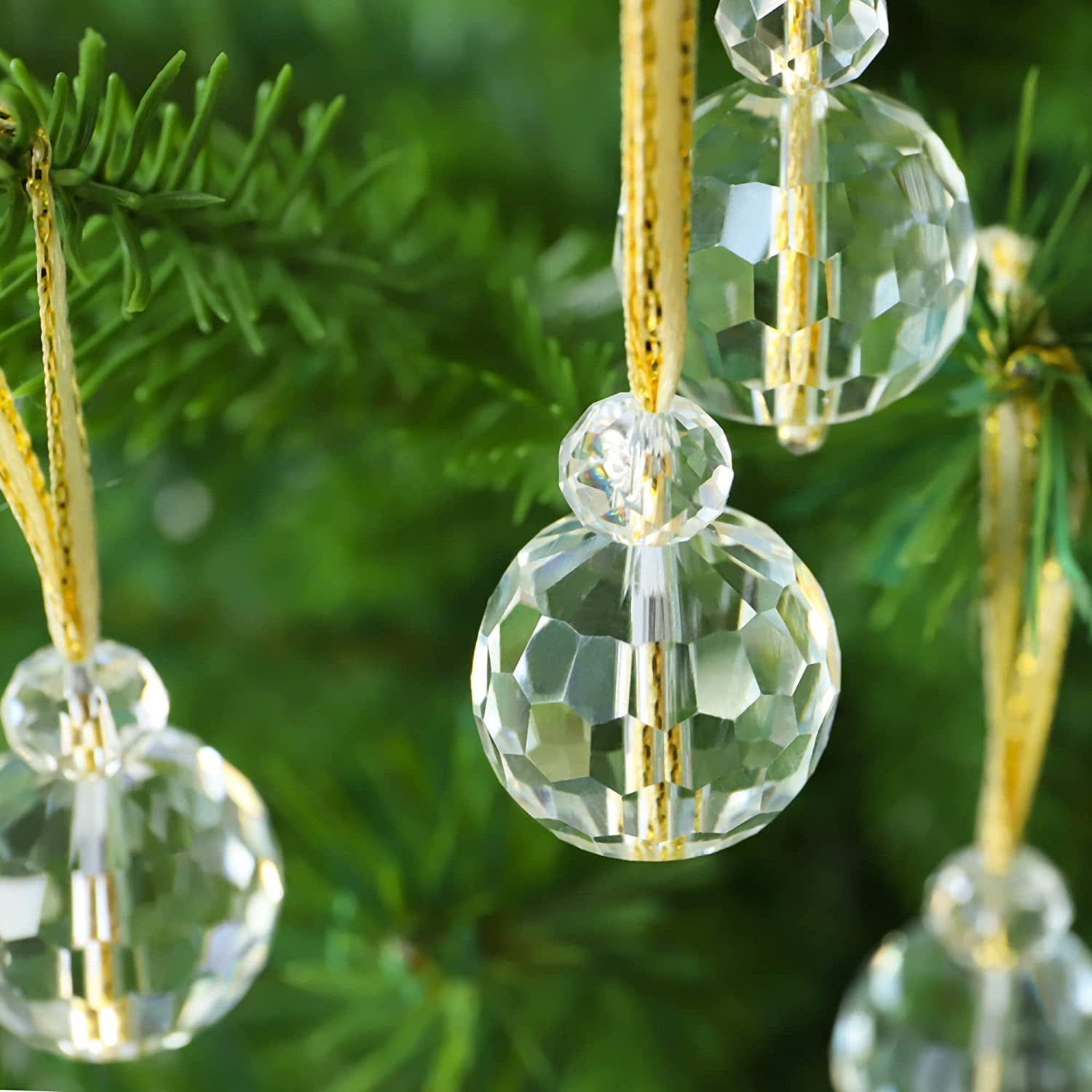 12 Pcs Clear Crystal Glass Christmas Balls Ornaments, 0.87" Mini Prism Ball Christmas Tree