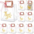 12 Pcs Clear Gift Bags with Handle Reusable Transparent PVC Wrap Bags