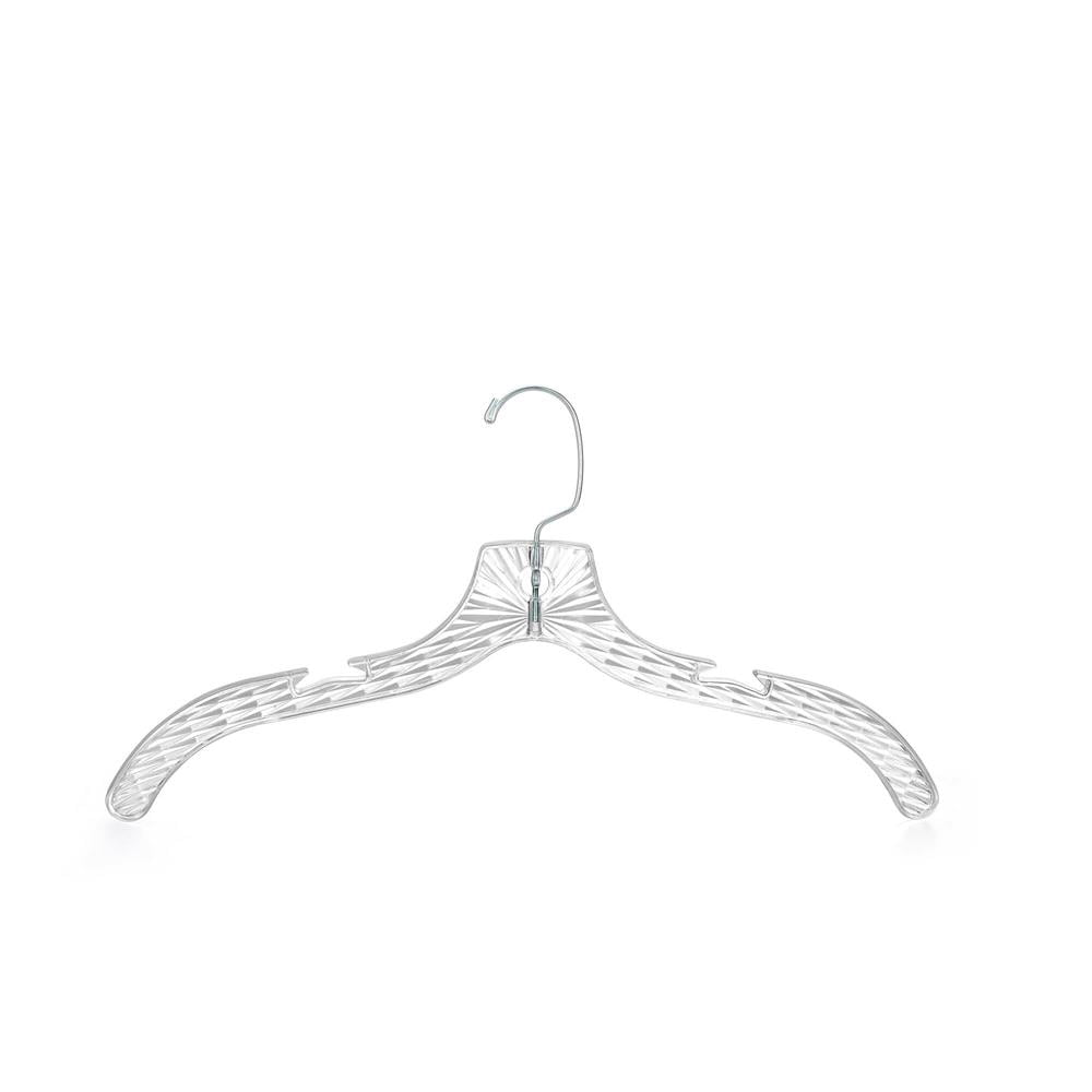 12 Pcs. Clear Plastic Hangers – Non-Slip, Crystal-Cut, Durable & Space-Saving Invisible Hangers for Suits & Clothing (Transparent)
