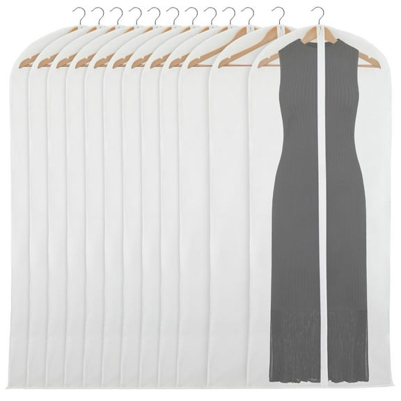 12 Pcs Clear Travel Garment Bags for Closet Hanging Clothes Protecting Dusts, Zippered Suits Organizer Storage for Men, 24 x 60 in