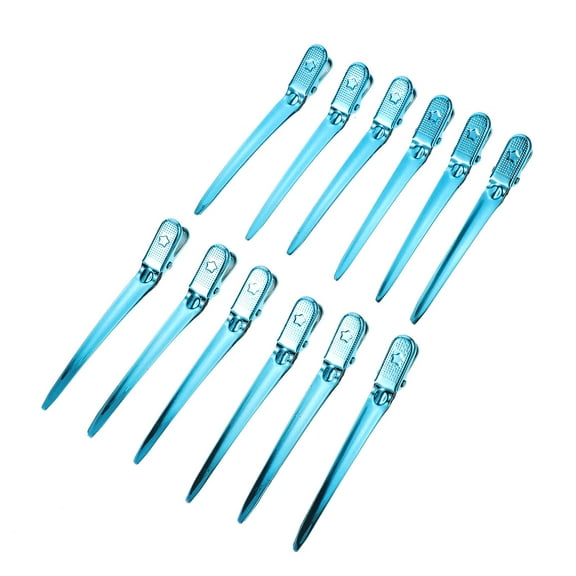 12 Pcs Clip Hair Rollers with Clips No Slip Grip Barrettes Duck Billed Blue