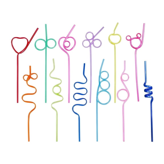 12 Pcs Colorful Curly Straws Set Fun Drinking Straws Reusable Straws Party Decoration Bar Drinkware Supplies Fun Drinking Straws