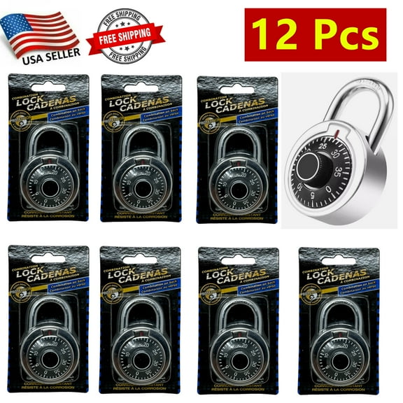 12 Pcs Combination PADLOCK School Locker Keyless Lock Code Number Dial Gym Bike