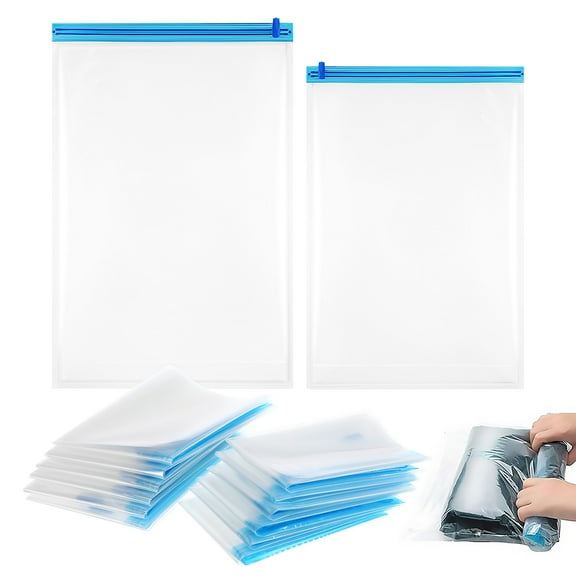 12 Pcs Compression Bag Vacuum Storage Bags Sack Travel Pouch Essentials Space Saver Packing Sealer