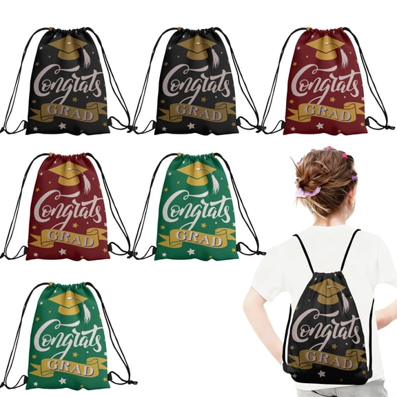 12 Pcs Congrats Graduation Candy Drawstring Bag Drawstring Goodie Favor Bags for Boys and Girls Graduation Party Decorations 27x34cm