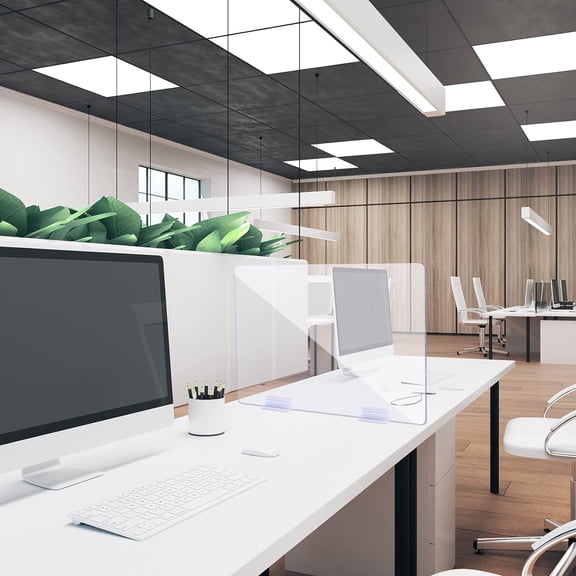 12 Pcs Counter Desk Acrylic Panels Holder and 4 Pcs Acrylic Desk Divider Partition