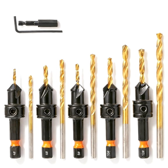 12 Pcs Countersink Drill Bit Set, Premium Brocas para Madera with Magnetic Extension and Hex Key Wrench, #4#6#8#10#12 Adjustable Counter Sink Drill Bit for Wood