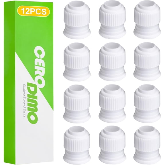12 Pcs Couplers for Piping Bags, Standard Cake Decorating Icing Couplers, Plastic Coupler Tip Set for Frosting Nozzles, Piping Bag Clips, 1.2 x 1 Inch