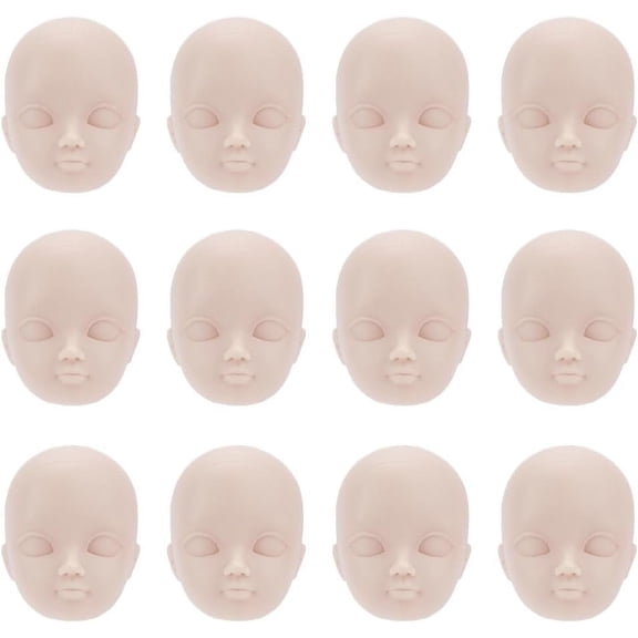 12 Pcs Craft Making Heads 1/6 Head Soft Plastic Repainting Practice White Miniature Head Soft Bald Makeup Hand Craft Making Parts diy