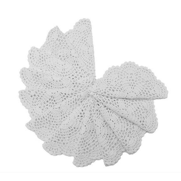 12 Pcs Crochet Cotton Lace Doilies, White Vintage Crochet Doilies 8 Inches Round Cotton Handmade Lace Placemats Crafts Tables Food Bulk Doily Cloth Set Corrugated Edge for Wedding Birthday